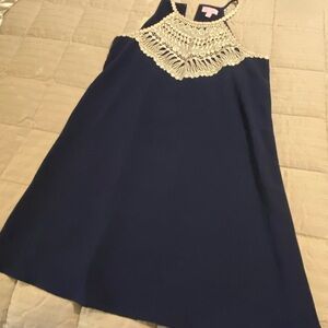 Lilly Pulitzer Navy Dress with Cream Lace Accent